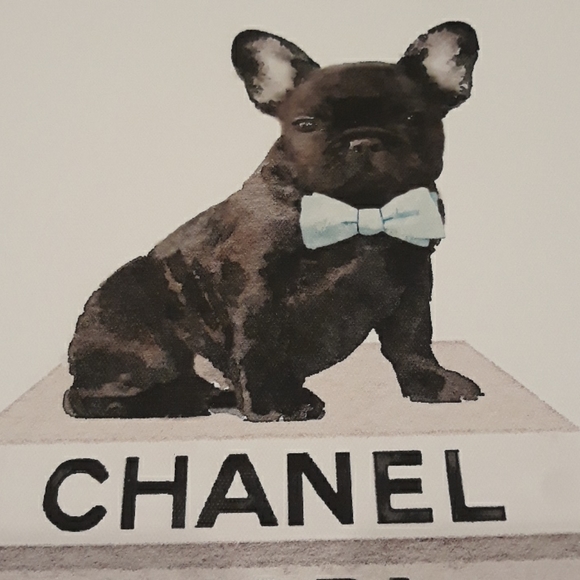 Designer French Bulldog Ford YSL Dior Framed Canvas Chanel Wall Picture Art New - Picture 7 of 8